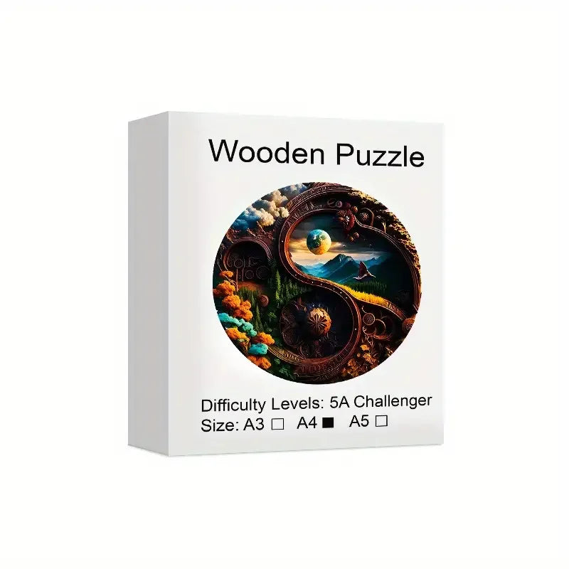 Yin-yang Landscape Wooden Puzzle: Animal Shapes, Stress Relief
