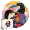 Custom Animal Jigsaw Puzzle: Owl & Floral Art (1000-Piece Round)