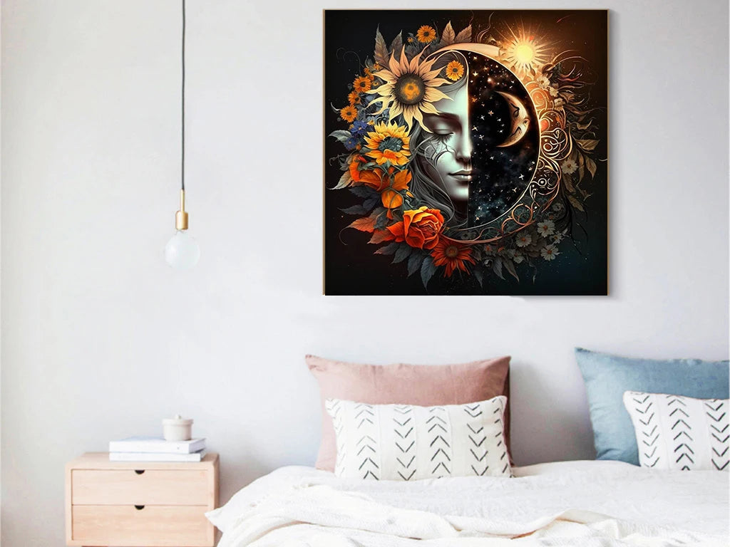 DIY Crystal Diamond Art Kit: Abstract Face, Floral & Celestial