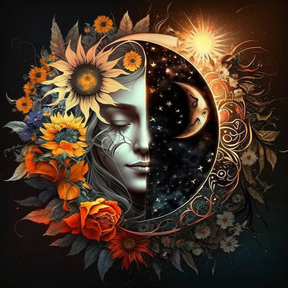 DIY Crystal Diamond Art Kit: Abstract Face, Floral & Celestial