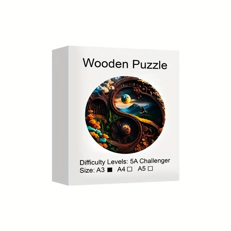 Yin-yang Landscape Wooden Puzzle: Animal Shapes, Stress Relief
