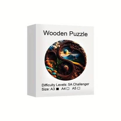 Yin-yang Landscape Wooden Puzzle: Animal Shapes, Stress Relief