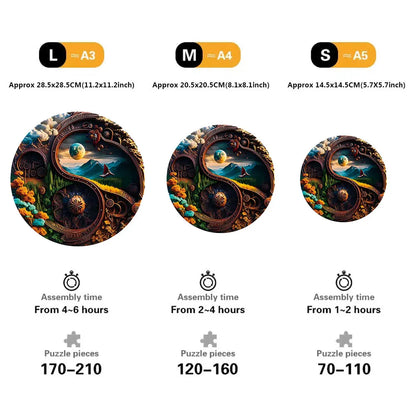 Yin-yang Landscape Wooden Puzzle: Animal Shapes, Stress Relief