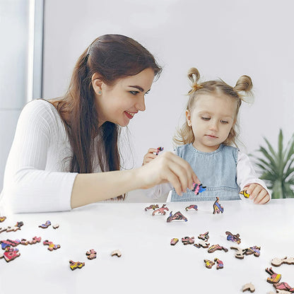 Round Peacock Wooden Jigsaw Puzzle - Irregular Animal Shapes