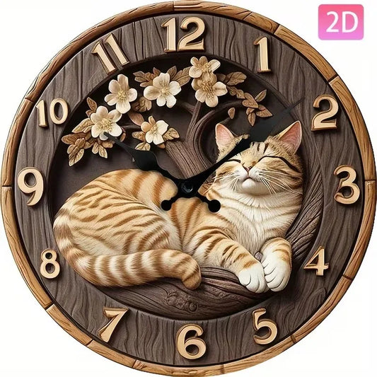 Scandinavian Natural Wood Silent Wall Clock - 25cm Circular