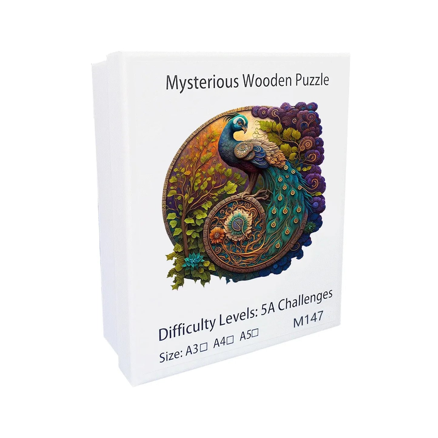 Round Peacock Wooden Jigsaw Puzzle - Irregular Animal Shapes