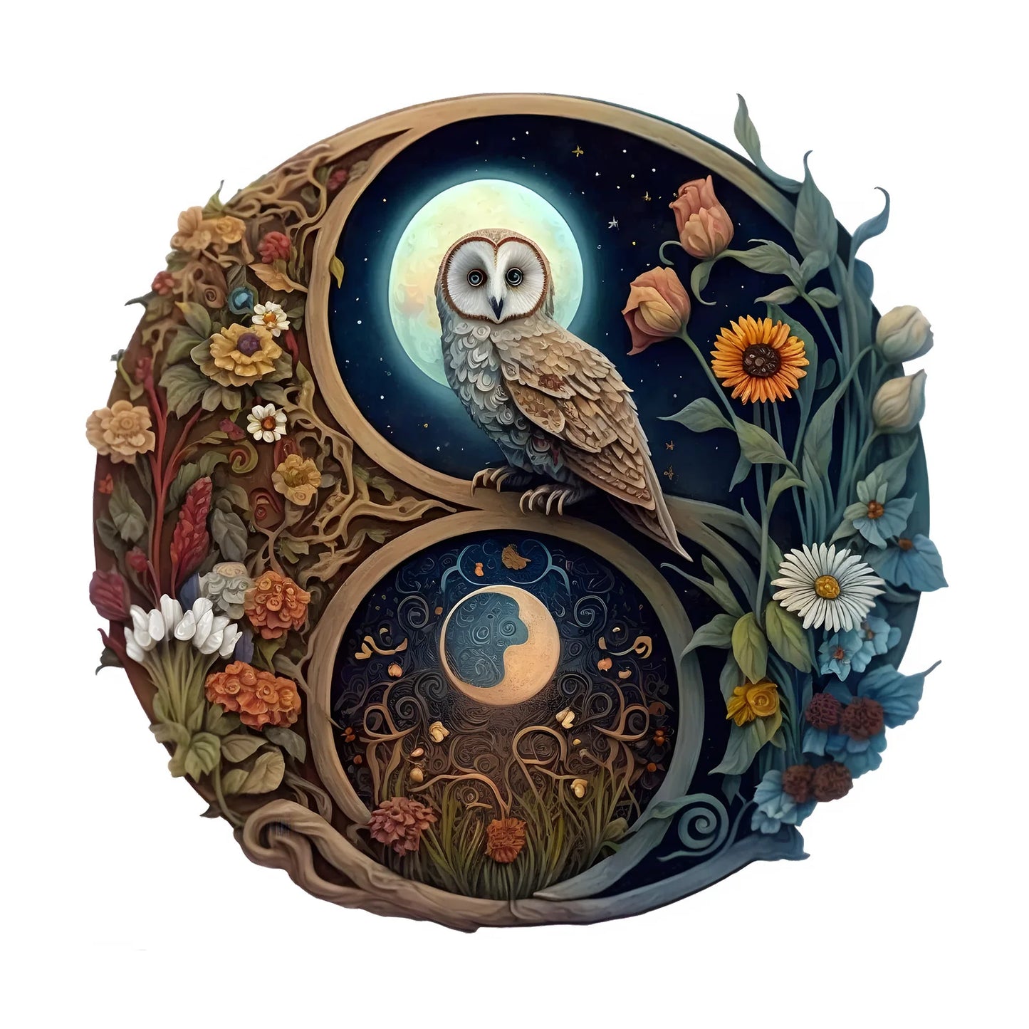 Yin-Yang Owl Wooden Puzzle | Irregular Animal Shapes DIY Gift