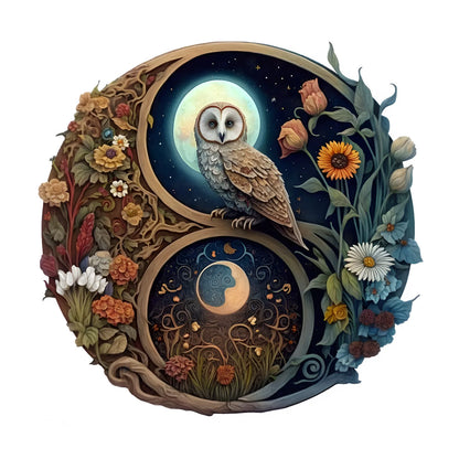Yin-Yang Owl Wooden Puzzle | Irregular Animal Shapes DIY Gift