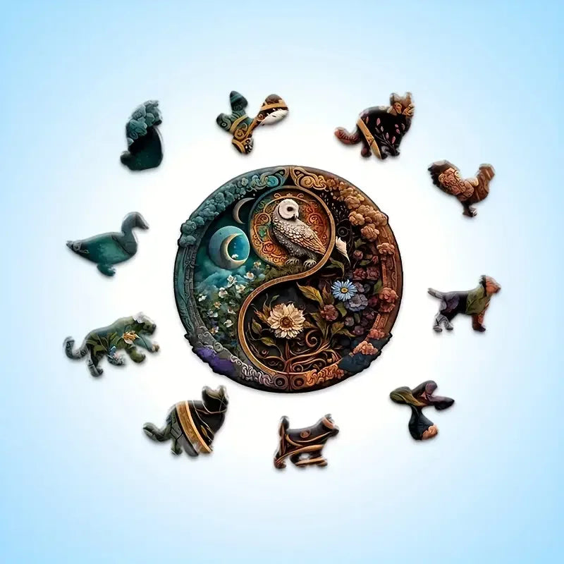 Yin-Yang Wooden Jigsaw Puzzle | Irregular Animal Pieces