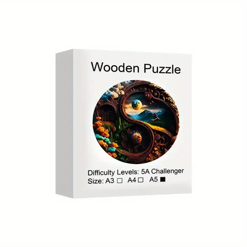 Yin-yang Landscape Wooden Puzzle: Animal Shapes, Stress Relief