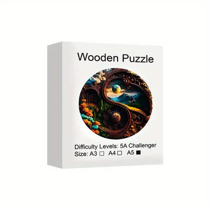 Yin-yang Landscape Wooden Puzzle: Animal Shapes, Stress Relief