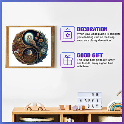 Yin-Yang Owl Wooden Puzzle | Irregular Animal Shapes DIY Gift
